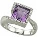 14Kt White Gold Square Amethyst and Diamond Fashion Ring