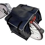 GARDEN MILE DOUBLE BICYCLE CYCLE PANNIER BAG REAR BIKE RACK CARRIER WATER RESISTANT BLACK