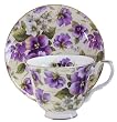 English Bone China Teacup & Saucer Pansy Chintz Decor
