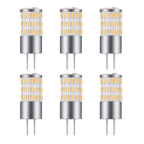 Rayhoo 6pcs G4 Base 48 LED Bulb Aluminum Case 4 Watt AC DC 12V LED Light Lamp Undimmable Equivalent to 30W T3 Halogen Track Bulb Replacement（360 Lumens AC/DC Warm White）Extremely Bright