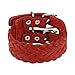 Red Leather Triple Weaved Bracelet with Adjustable title=