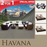18PC OUTDOOR WICKER SOFA FURNITURE - PATIO DINING 7PC - 2DOUBLE CHAISE LOUNGES