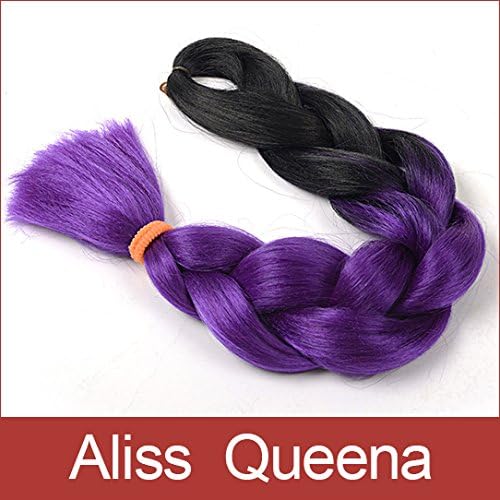 Alisss Queena(TM)10Pcs/Lot Ombre Expression Kanekalon Purple Braiding hair 24'' 100g/Pcs Synthetic High Temperature Fiber Jumbo Braid Hair Extension