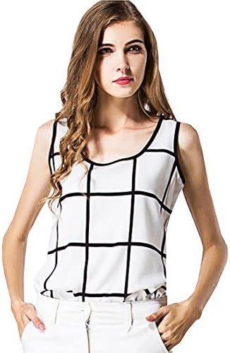 Azbro Women's Sleeveless Sheer Chiffon Tank Tops Shirt