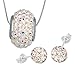Pave Bead Jewelry Set Necklace and 8mm Disco Ball Stud Earrings Comes with Gift Box