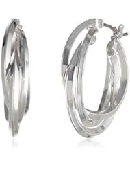Anne Klein "Classics" Silver-Tone Triple Ring Hoop Earrings
