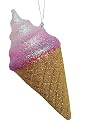Pink Glitter Swirl Ice Cream Cone Christmas Ornament 6"