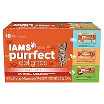 IAMS PURRFECT DELIGHTS Pate Adult Wet Cat Food, Variety Pack Salmon, Chicken & Turkey, 3 oz. (Pack of 18)
