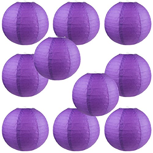 WYZworks Round Paper Lanterns 10 Pack (Purple, 12