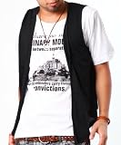 (メンズスタイル) MENZ-STYLE 【その着こなしサロン系でオシャレだね】半袖プリントカットソー×ショールジレ　２点セット 着こなし