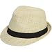 D&Y by David & Young Straw Fedora with Black Band (Natural)