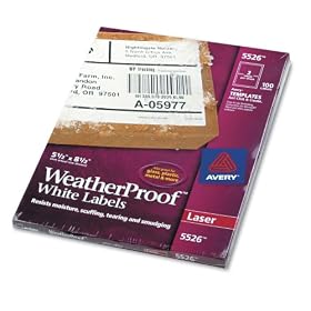 Avery Weatherproof Laser Shipping Labels, 5-1 2 X 8-1 2, 100 Pack (AVE5526) by Avery