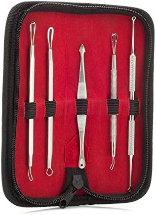 Peregrin Beauty 5pcs Blackhead Whitehead Comedone Acne Pimple Blemish Extractor Remover Professional Tool Kit - 100% Surgical Quality Stainless Steel