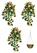 Three 30" Artificial Nasturtium Hanging Flower Bushes, with Hanging Basket (11" Diameter),