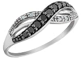 White and Black Diamond Ring 1/5 Carat (ctw) in 10K White Gold