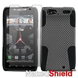 Motorola Droid RAZR XT912 Gray/Black Dual Shield Tough Case + Naked Shield Screen Protector