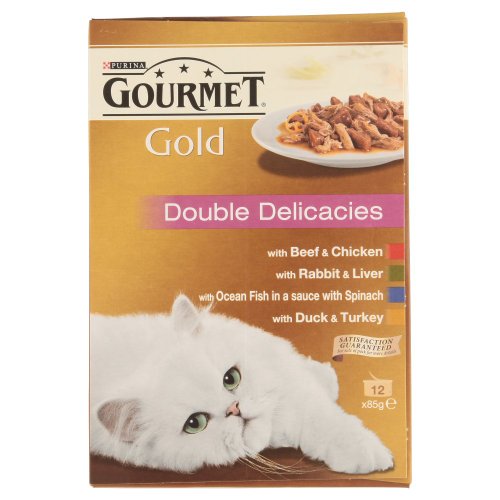 Purina Gourmet Gold Cat Food Double Delicacies, 12 x 85 g Pack of 8