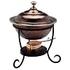 Old Dutch 12" x 15" Round Antique Copper Chafing Dish, 3 Qt