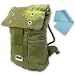 Olive Green Silk-Screened Canvas Backpack for your 7-10 Netbook **Includes Micro Fiber Cleaning Cloth