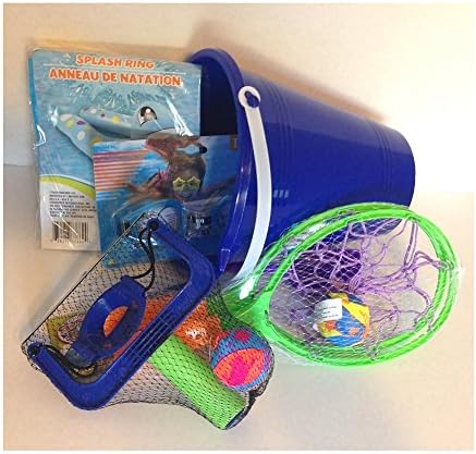 Beach Pail & Shovel, Water Ball Sling Shooter, Splash Catchers, Splash Ring, UV Eye Googles, Play Sets - Super Bundle in Bright Colors