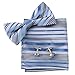 EBC1A40 Beautiful Gifts Stripes Silk Pre-tied Bow Tie Cufflinks Hanky By Epoint