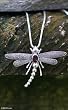 Garnet necklace, 'Enchanted Dragonfly'