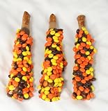 Ultimate's 8 Inch Milk Chocolate Caramel Reeses Pieces Pretzel Rods - Set of 3