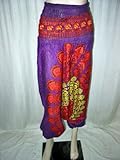 IMAGE OF Womens Boho Trousers Harem Crop Bohemian Capri Pants Sarang Lavender Indigo Red 38