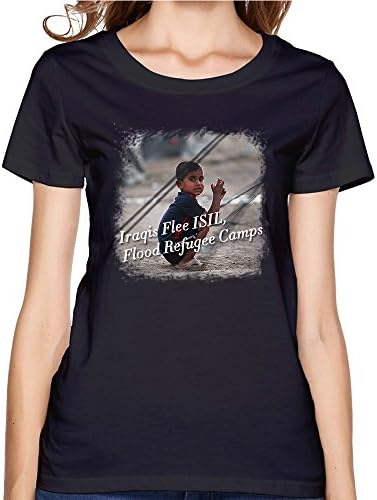 HDCR Women's Iraqis Flee ISIL, Flood Refugee Camps Black Cotton T-shirt