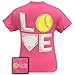 Girlie Girl Originals Love Softball T-Shirt Safety Pink, Medium