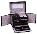 SHINING IMAGE tea2 HUGE BLACK LEATHER JEWELRY BOX / CASE / STORAGE / ORGANIZER WITH TRAVEL CASE AND LOCK