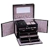 SHINING IMAGE tea2 HUGE BLACK LEATHER JEWELRY BOX / CASE / STORAGE / ORGANIZER WITH TRAVEL CASE AND LOCK