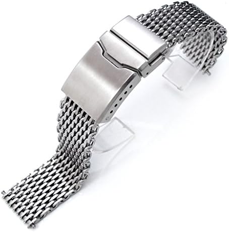 18mm Ploprof 316 SS Wire "SHARK" Mesh Milanese Watch Band, Chamfer Clasp, Brushed, AB