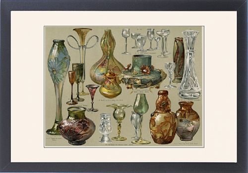 Framed Prints of Art Nouveau Glassware from Mary Evans