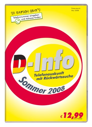 D-InfoTelefonauskunft mit Rückwärtssuche Sommer 2008, 1 CD-ROM Für Windows 2000/XP/Vista