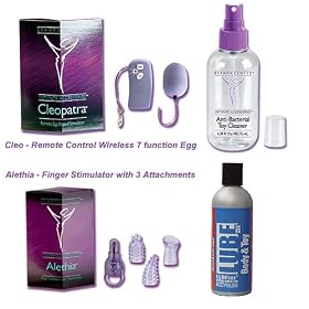 Berman Center Remote Pleasure Plus Kit - As Seen On Oprah, Cleo Remote Egg, Alethia Finger Stimulator, Anti-Bacterial Toy Cleaner and LUBExxx Body & Toy