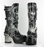 Metropolis Womens SPAWN Buckle and Chains Punk Skull Calf Boots