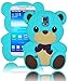 Bastex 3D Character Silicone Case Cover for Samsung Galaxy S5 i9600 - Teal & Tan Teddy Bear with Purple Bow
