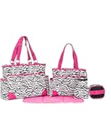 SoHo Collection, Pink Zebra 6 pieces Diaper Bag set *Limited time offer !*