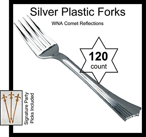 120 Forks REFLECTIONS Plastic Silverware, Looks Like Silver Cutlery