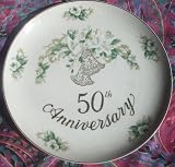50th Anniversary Round Plate - Lefton China - Gift for Golden Anniversary (Hand Painted 1139)