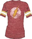 IMAGE OF DC Comics The Flash Distressed Red Hockey Womens Junior T-shirt XL Red