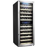 Kalamera Door Dual Zone 73 Bottle Stainless Steel Compressor Wine Cooler Refrigerator with 11 Removable Wooden Shelves Electronic Controls