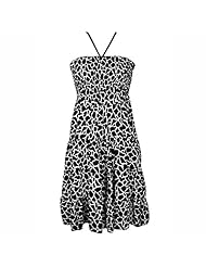 Fall Shirred Rayon General Print Halter  Dress