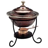 Old Dutch 12 x 15 Round Antique Copper Chafing Dish, 3 Qt