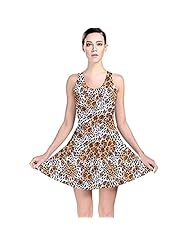 Polyester/Spandex Stretchy Leopard Print Skater Dress 