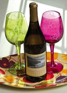 Etched Wine Glass 2 Assorted, Floral Spice