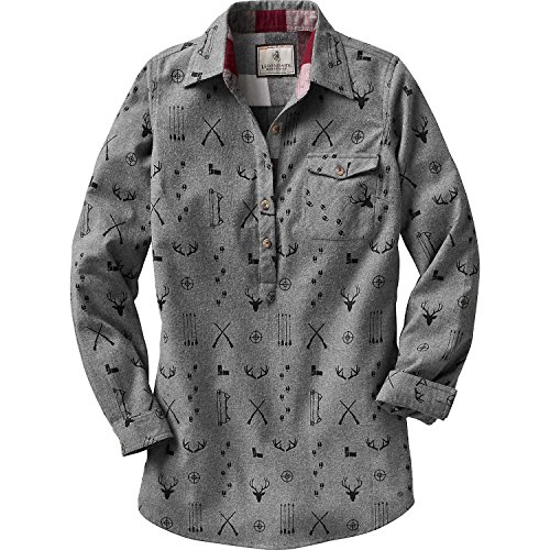 Legendary Whitetails Ladies Firelight Popover Flannel Tunic Charcoal Heather Large