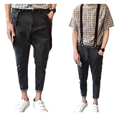 ナナコレクション Nana_Collection 秋 春 サスペンダー付 9分丈 スリム デニムパンツ ロールアップ