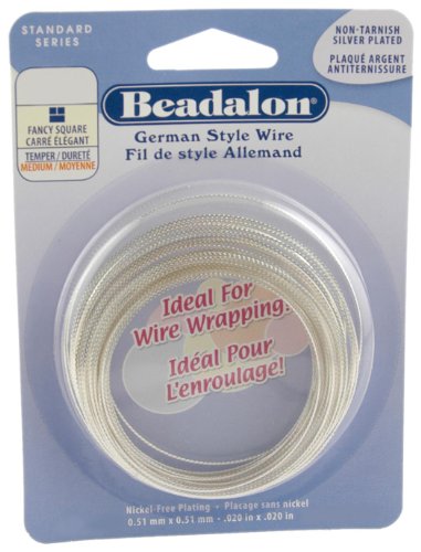 Beadalon Square Silver Plated 21-Gauge Fancy 